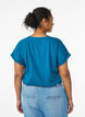 T-shirt &agrave; manches courtes en coton m&eacute;lang&eacute;, Bleu p&eacute;trole, Model image number 2