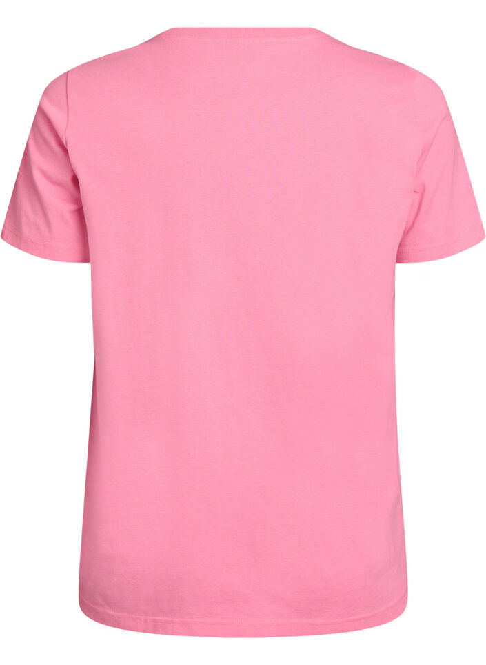 T-Shirt aus Baumwolle mit Fr&uuml;chte-Print und Text, Pink, Packshot image number 1