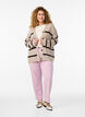 FLASH - Cardigan en tricot avec rayures et boutons, Beige, Model image number 1