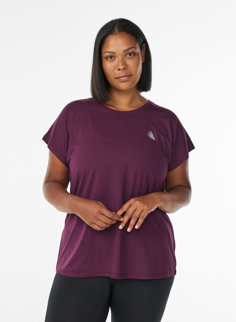 T-shirt de sport couleur unie, Violet, Model image number 0