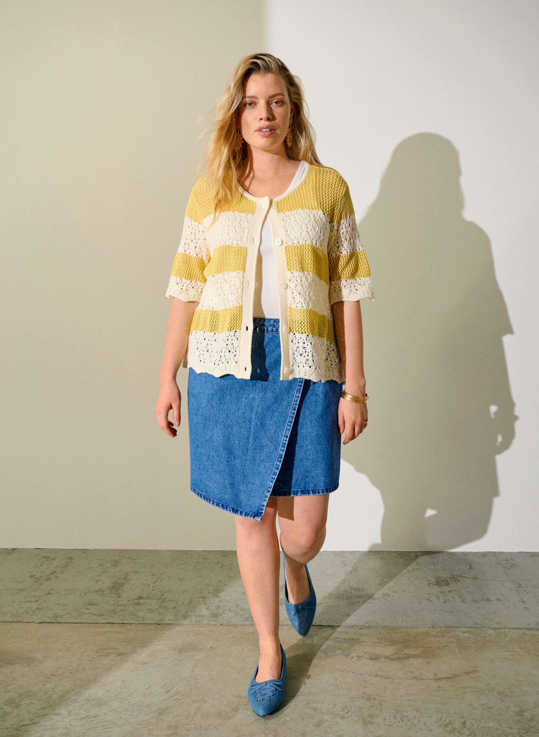 ZizziKurzer Rock in A-Linie aus Denim, Blau, Image image number 0