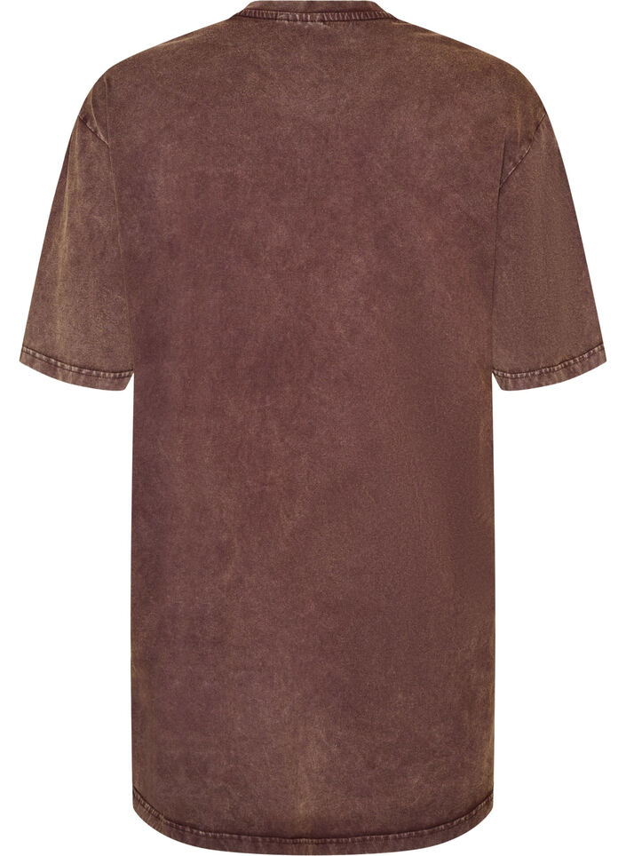 Lockeres T-Shirt-Kleid mit Washed-Optik, Braun, Packshot image number 1