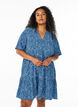 Robe &agrave; manches courtes coupe trap&egrave;ze avec d&eacute;coupes, Bleu, Model image number 0