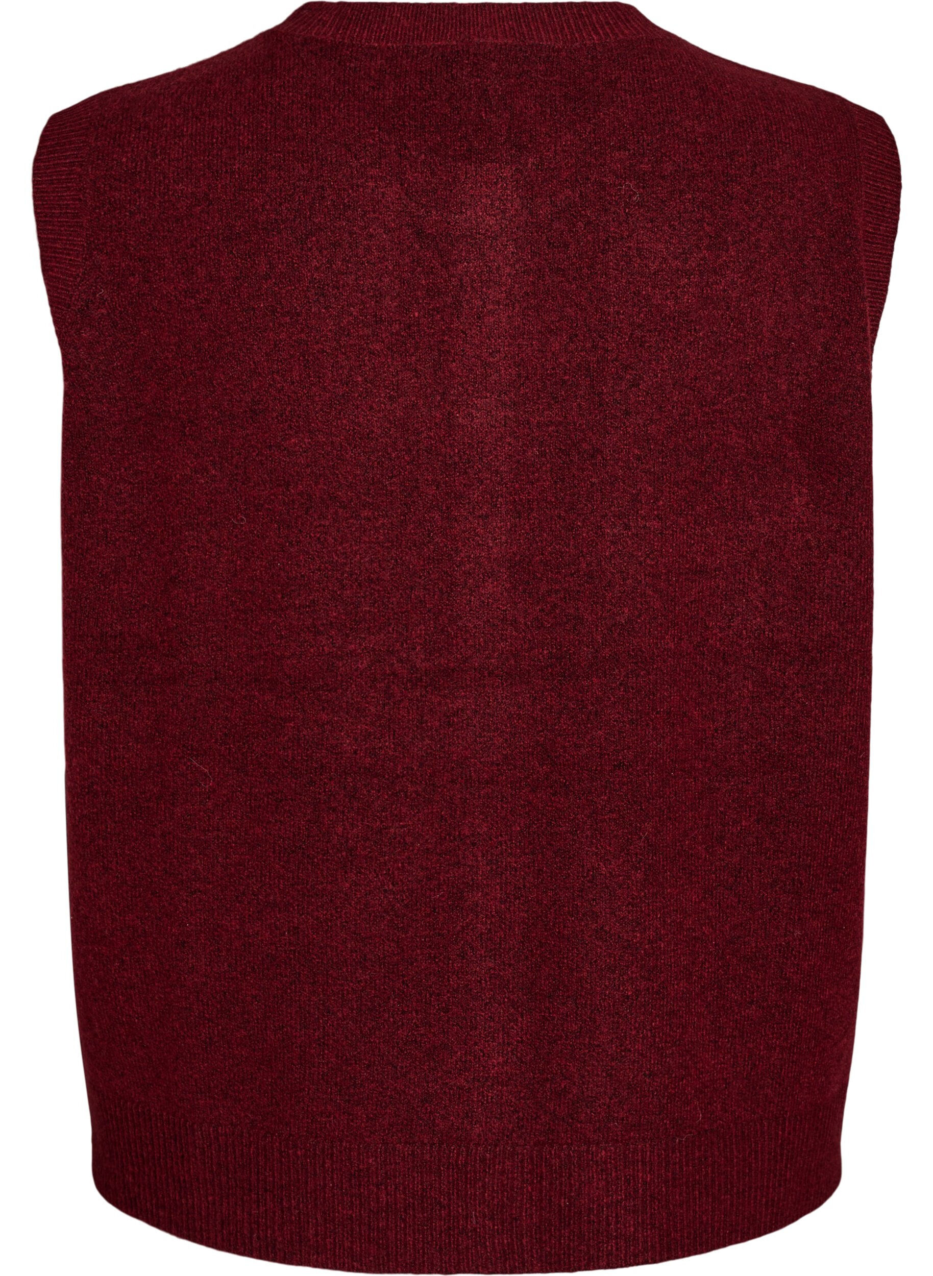 ZizziGilet en maille &agrave; boutons d&eacute;coratifs, Bordeaux fonc&eacute;, Packshot image number 1