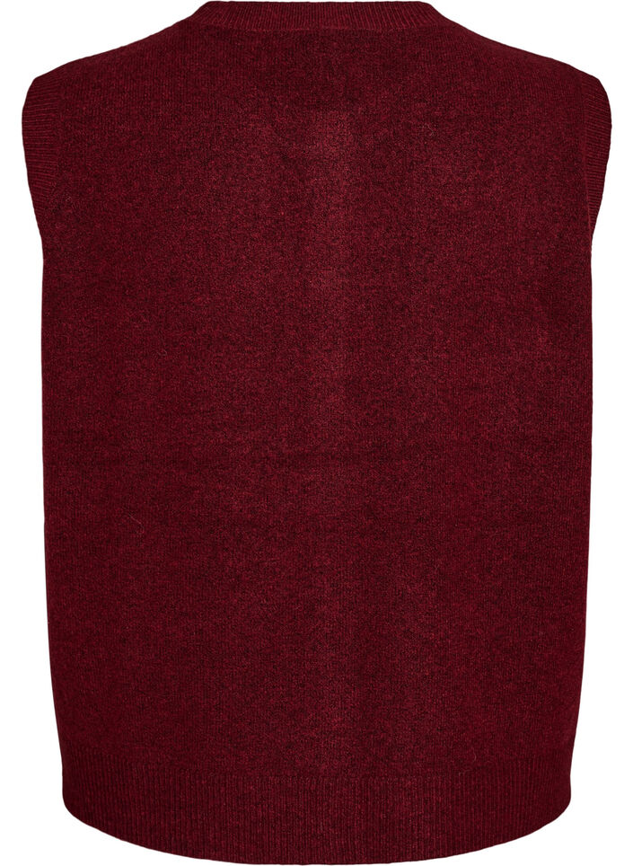 Gilet en maille &agrave; boutons d&eacute;coratifs, Bordeaux fonc&eacute;, Packshot image number 1