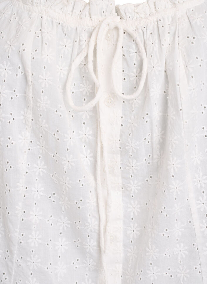 Chemisier sans manches avec broderie anglaise et volants, Vanille, Packshot image number 2
