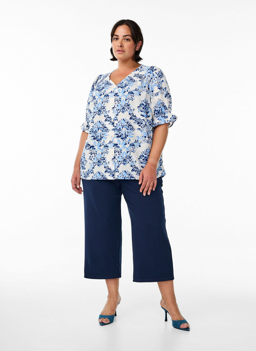 Bluse mit 1/2 &Auml;rmeln, Beige, Model image number 1