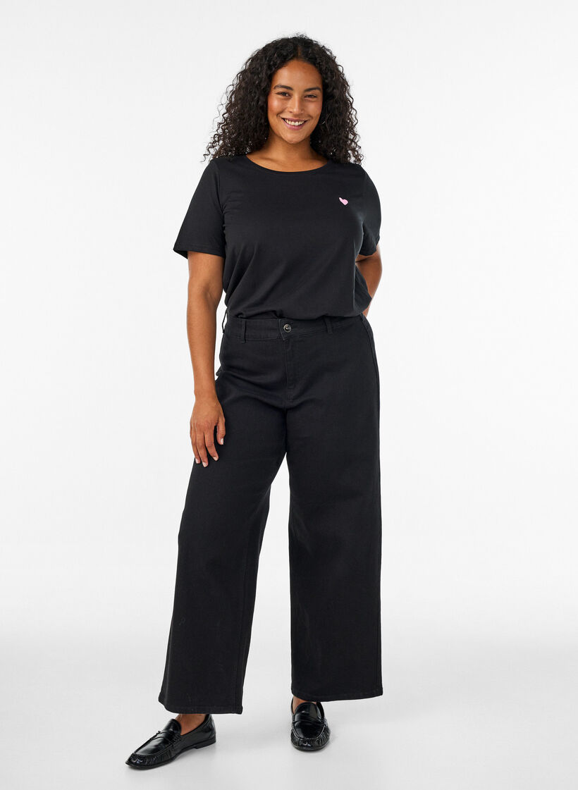T-Shirt mit Print, Schwarz, Model image number 1