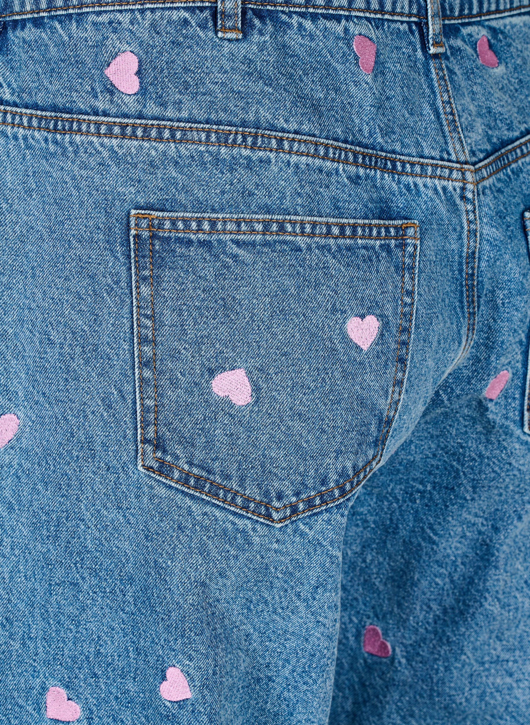 Zizzi Jeans Mille coupe Mom avec broderies, Bleu Clair, Packshot image number 3