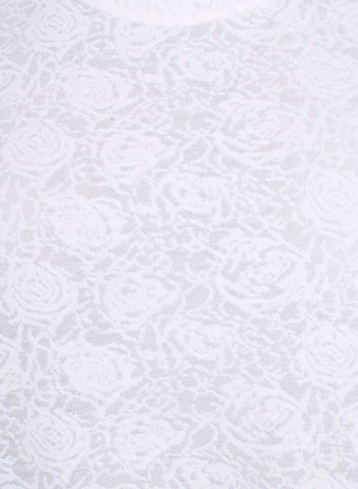 Chemisier à manches courtes avec texture à motifs de rose, Blanc, Packshot image number 2