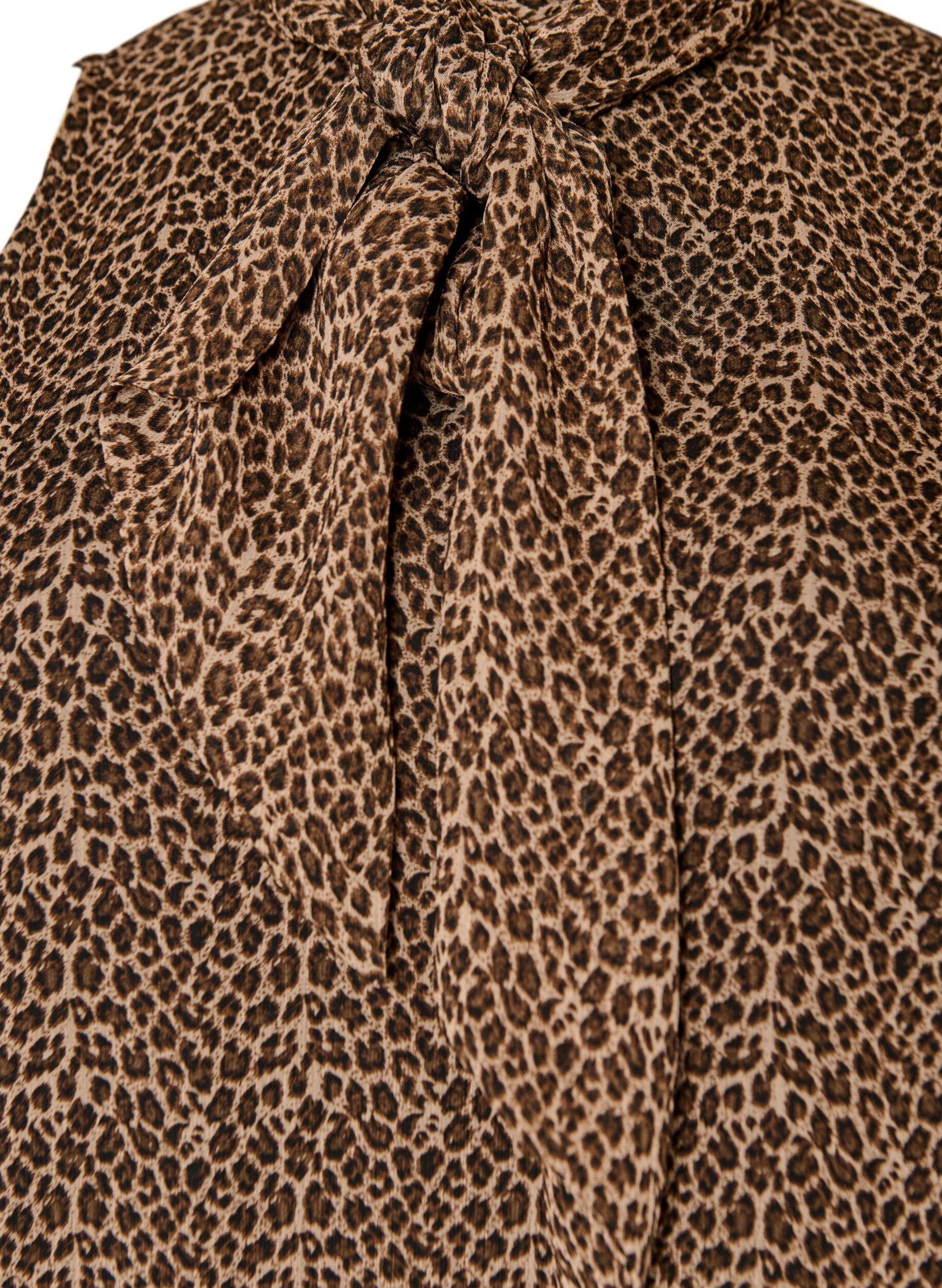 ZizziRobe midi en mousseline &agrave; imprim&eacute; l&eacute;opard avec ceinture &agrave; nouer, Marron, Packshot image number 2