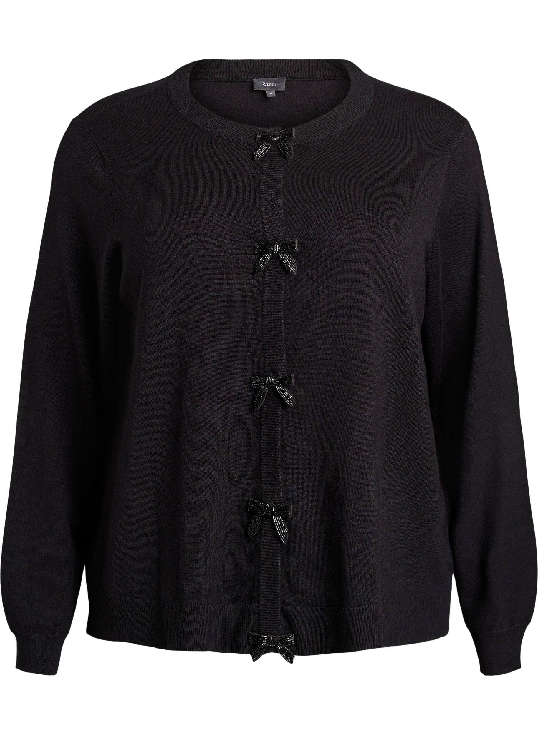 Cardigan avec n&oelig;uds brod&eacute;s de perles et boutons-pression