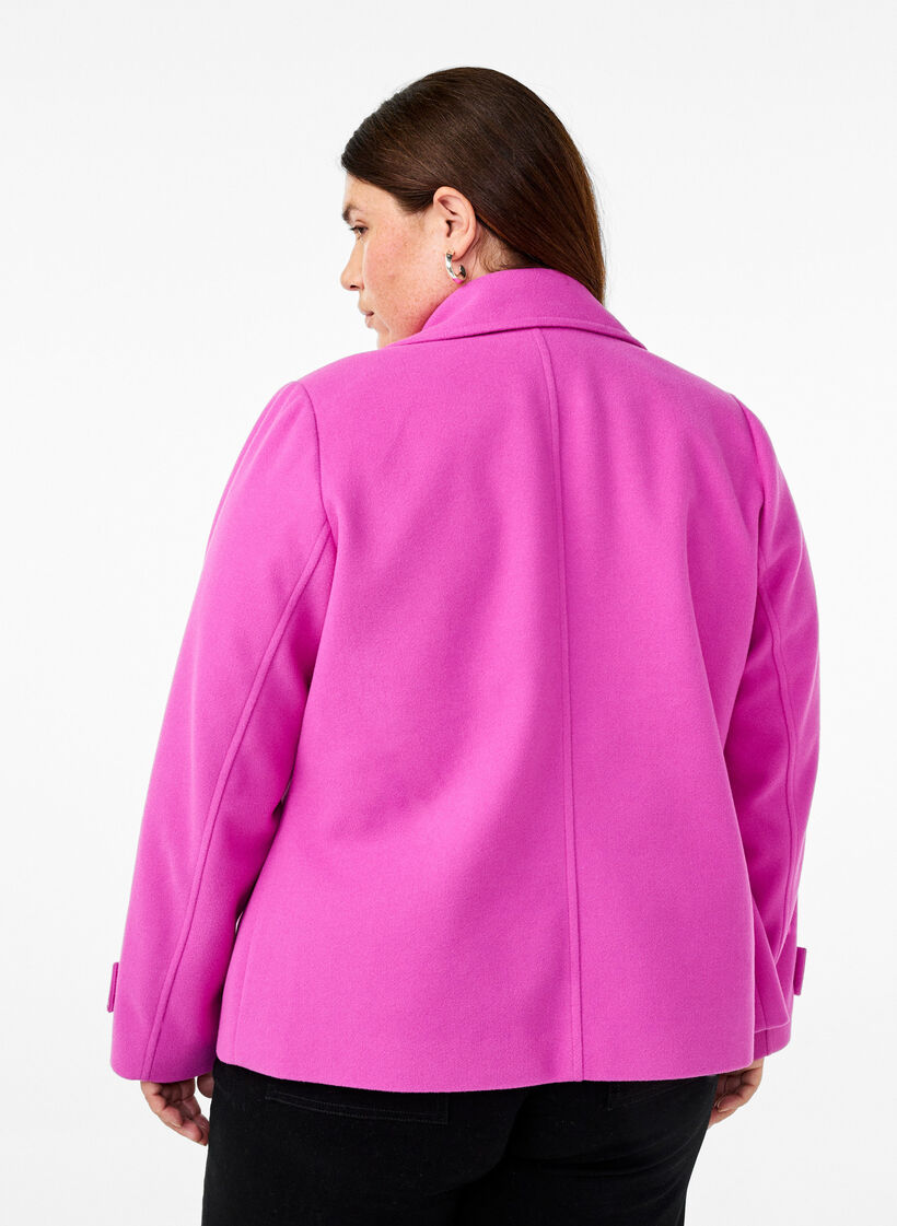 Manteau court imitation laine et à poches, Purple Orchid, Model image number 1
