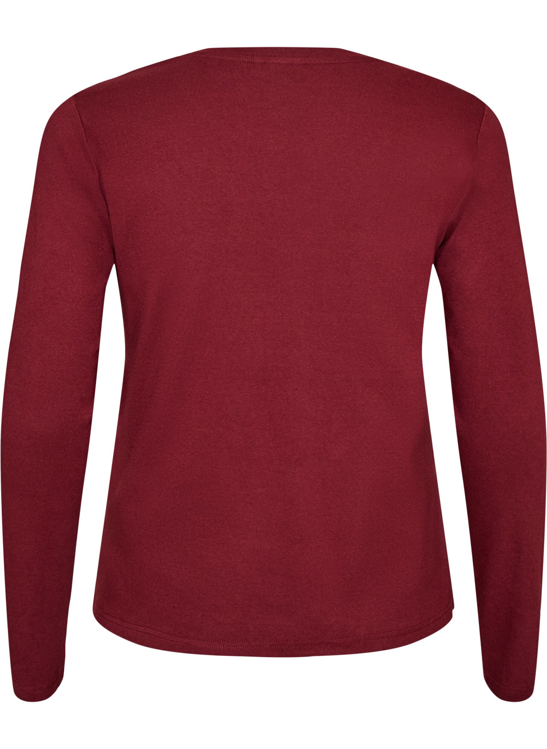 ZizziT-shirt basique &agrave; manches longues et col rond, Bordeaux, Packshot image number 1