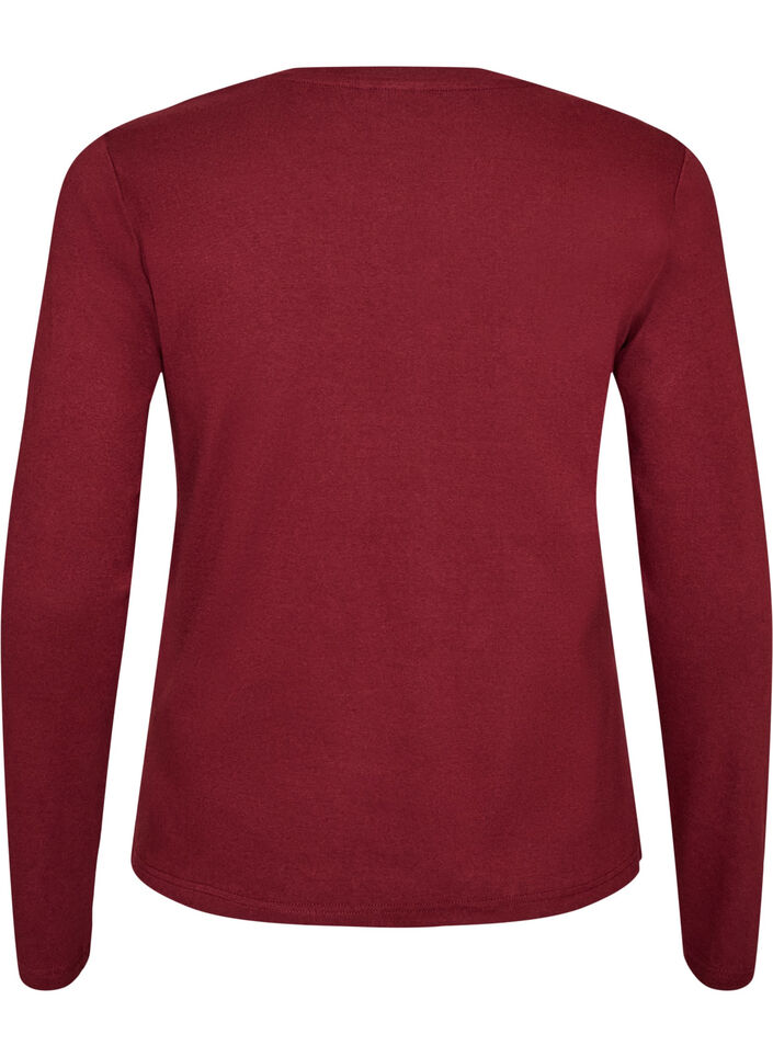 T-shirt basique &agrave; manches longues et col rond, Bordeaux, Packshot image number 1