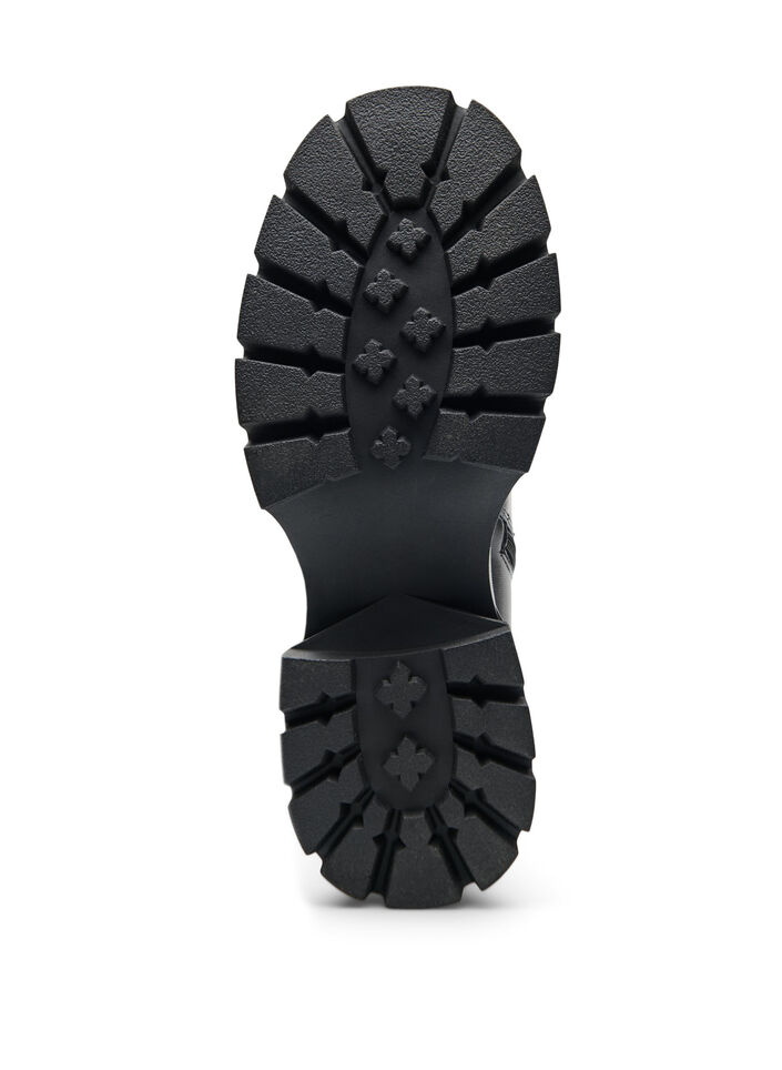 Langer Stiefel aus Kunstleder mit klobiger Sohle, Schwarz, Packshot image number 4