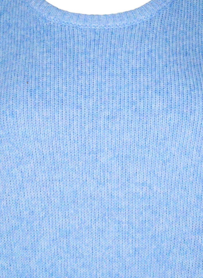 Langärmliger Strickpullover mit Wollanteil und Rundhalsausschnitt, Della R. Blue Mel., Packshot image number 2