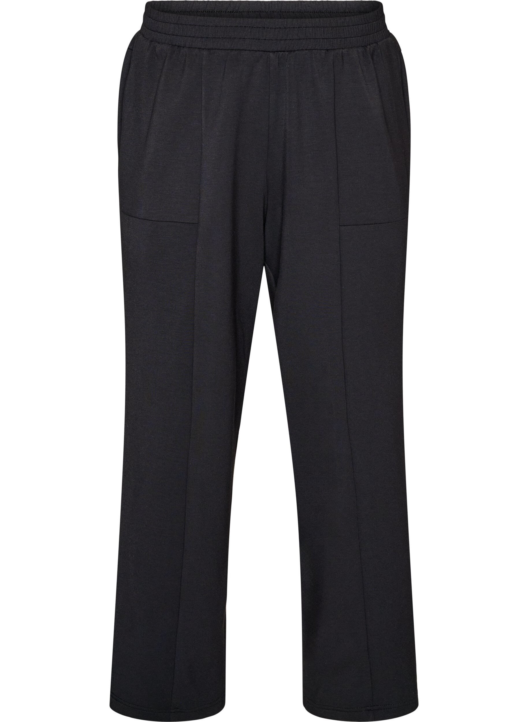 Pantalon ample en jersey taille haute avec poches