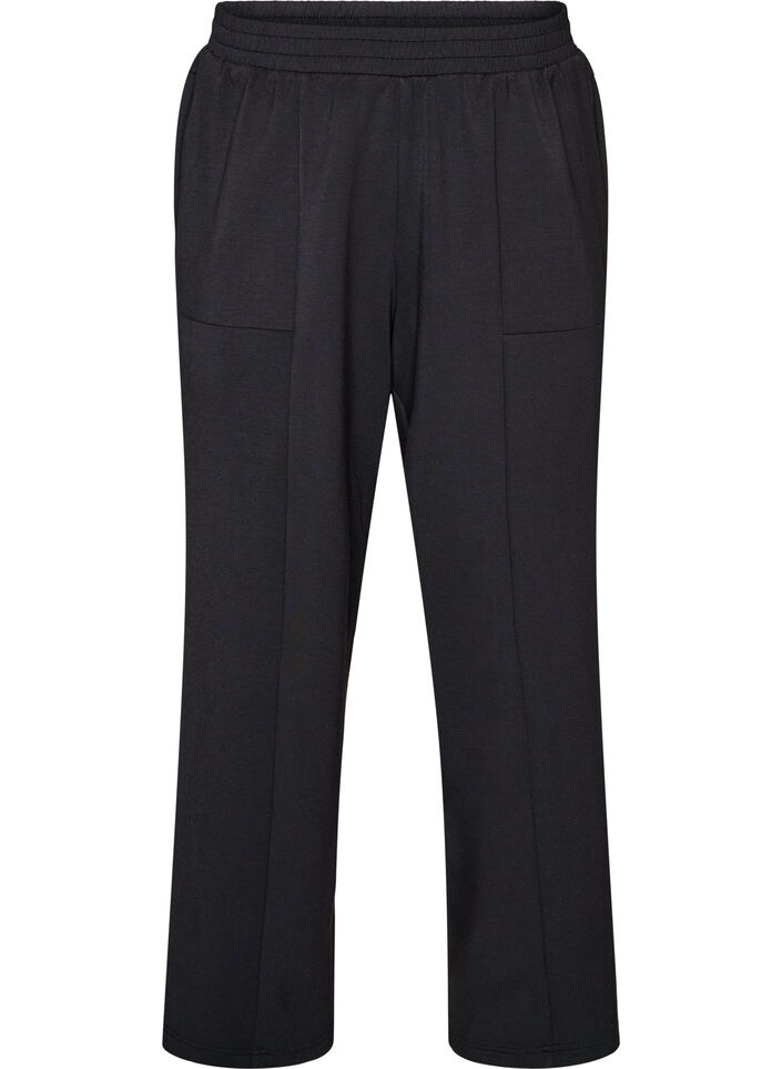 Pantalon ample en jersey taille haute avec poches, Noir, Packshot image number 0