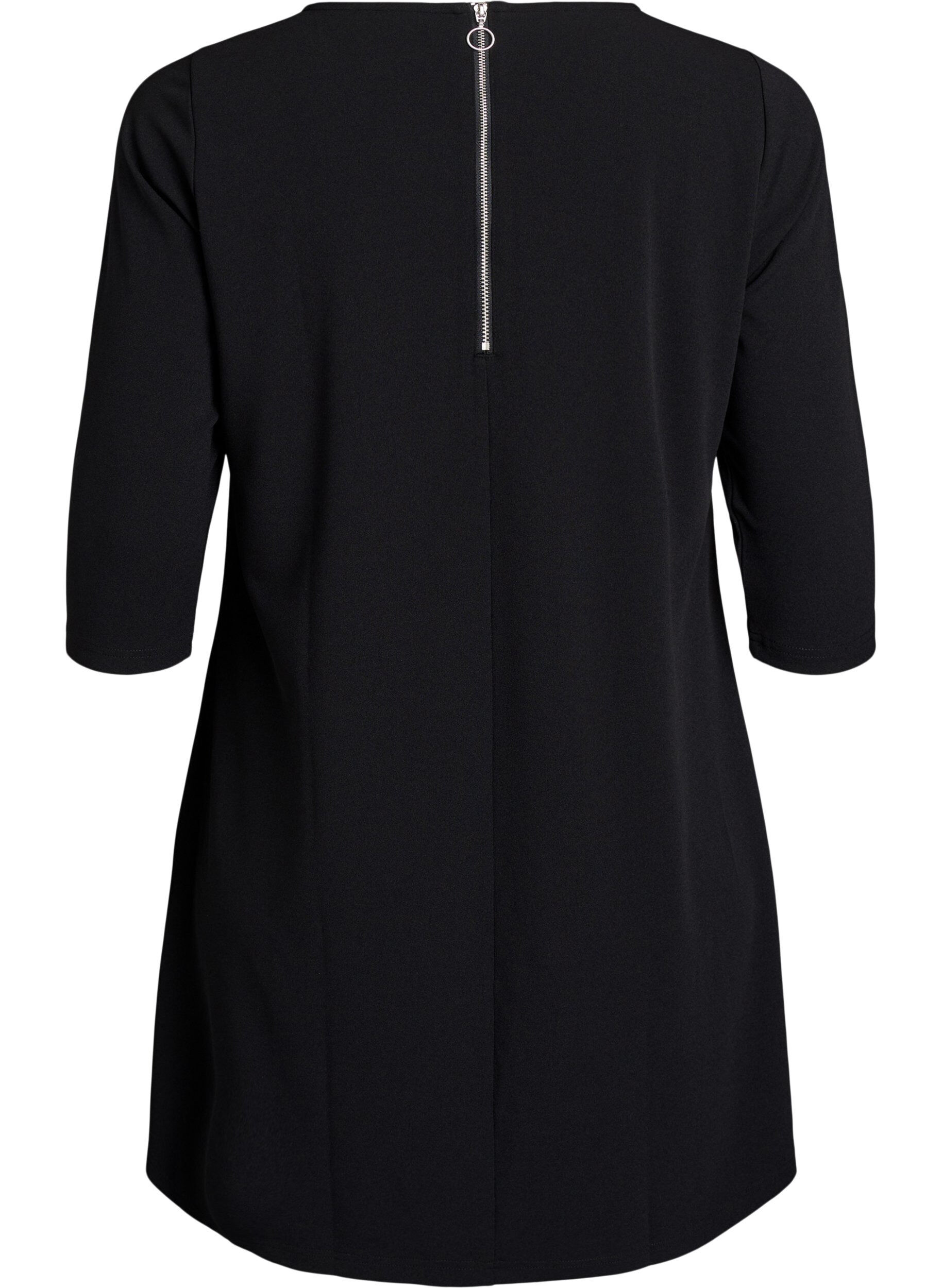 ZizziRobe courte &eacute;vas&eacute;e &agrave; manches 3/4, Noir, Packshot image number 1