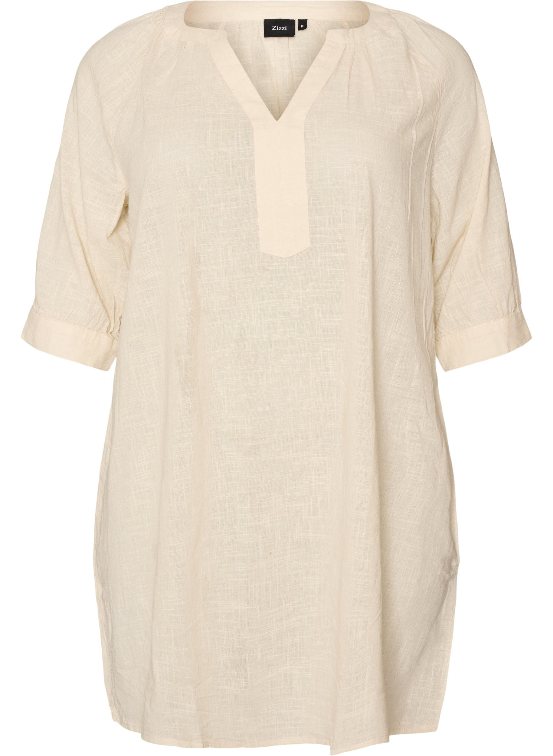 ZizziCotton tunic with V-neck, Vanilla, Packshot image number 0
