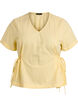 Bluse aus einer Baumwollmischung mit V-Ausschnitt und Bindeband, Gelb, Packshot image number 0
