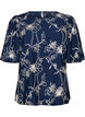 Kurz&auml;rmelige Bluse mit Stickmuster, Blau, Packshot image number 0
