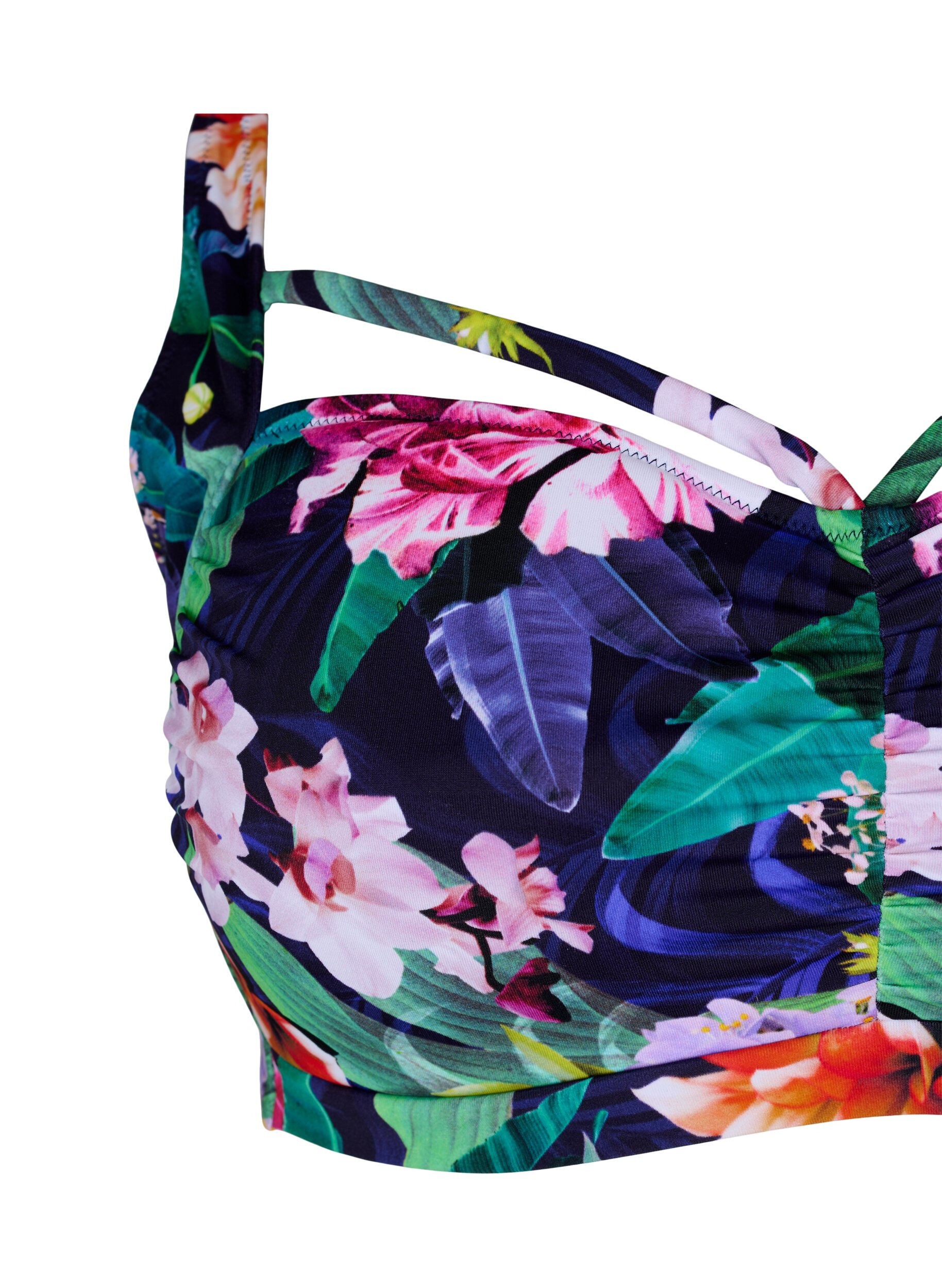 Zizzi Bikini-BH mit Raffung und Zierb&auml;ndern, Flower Print, Packshot image number 2
