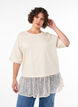 Lockeres T-Shirt mit breitem Spitzenbesatz, Vanille, Model image number 0