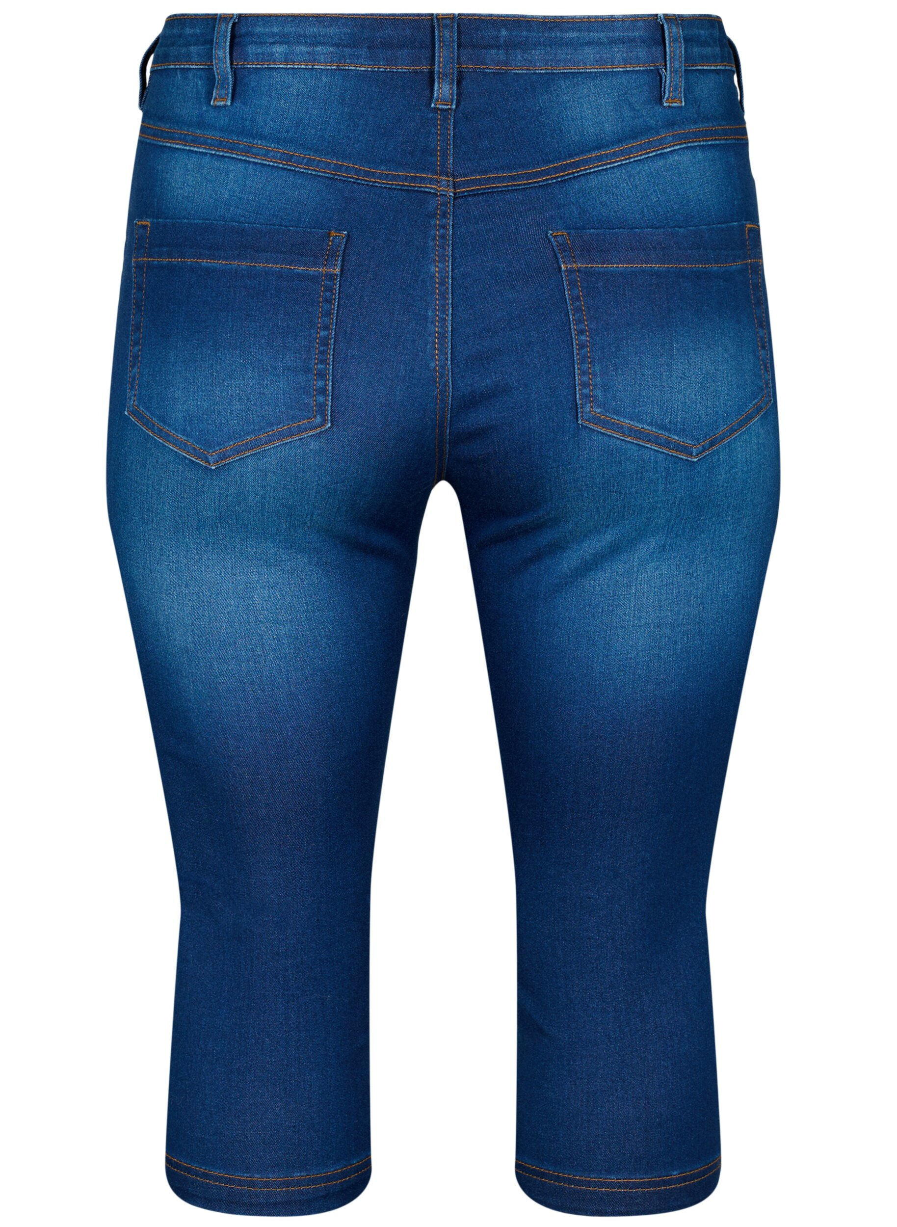 Zizzi Hoch taillierte Amy Capri Jeans mit Super Slim Fit, Blau, Packshot image number 1