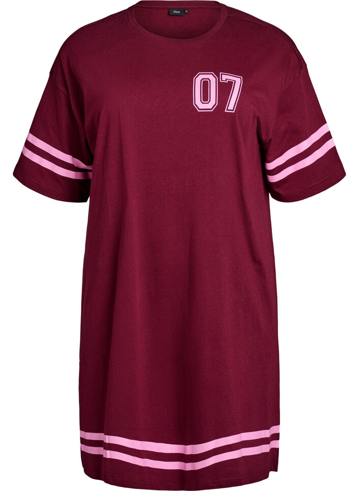Robe T-shirt courte avec d&eacute;tails sport, Bordeaux fonc&eacute;, Packshot image number 0