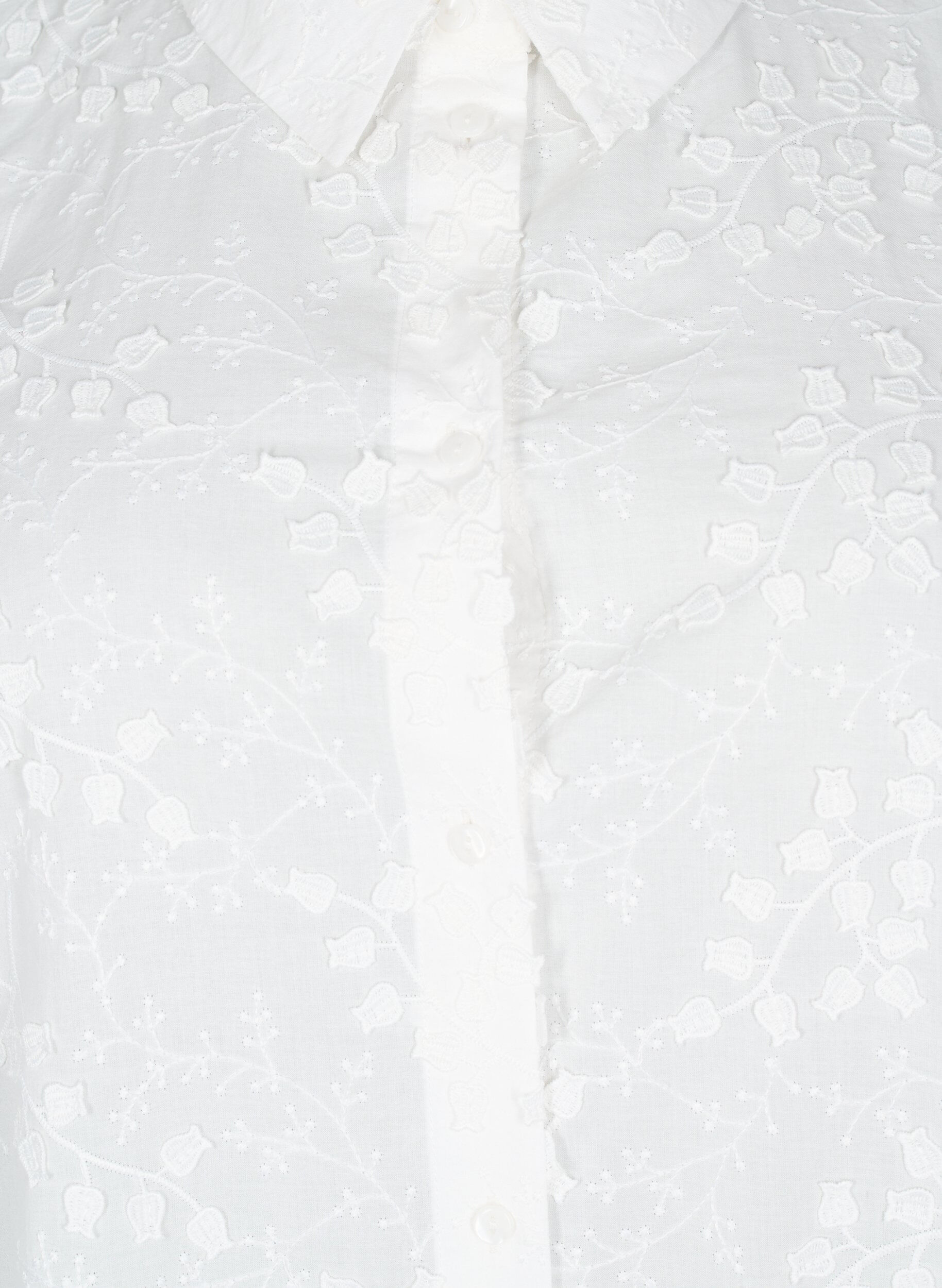 Zizzi Robe chemise avec fleurs brod&eacute;es, Blanc, Packshot image number 2