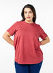 T-shirt basique en coton &agrave; col rond, Rouge, Model image number 0