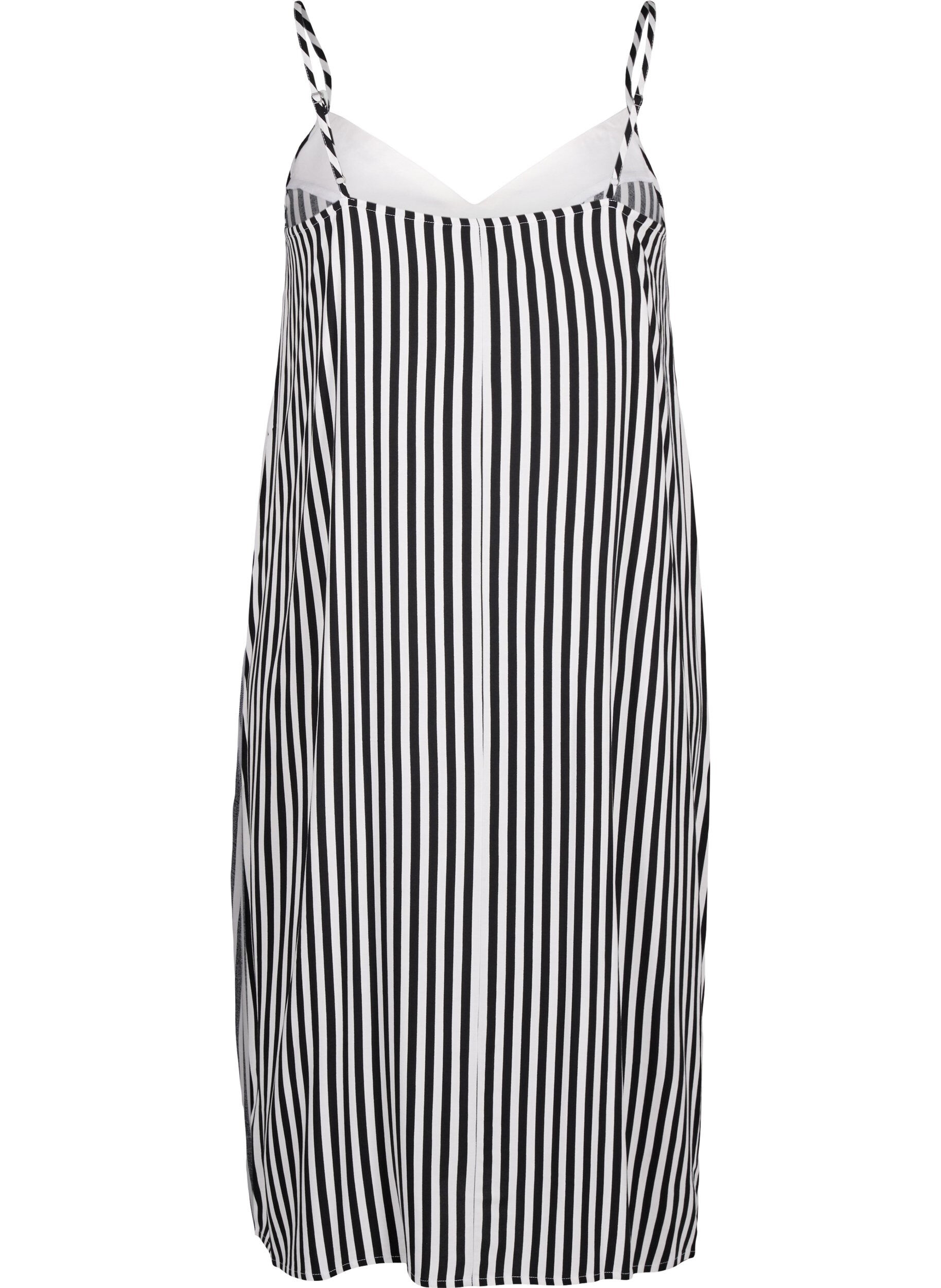 Zizzi FLASH - Robe &agrave; bretelles ray&eacute;e en viscose, Black White Stripe, Packshot image number 1