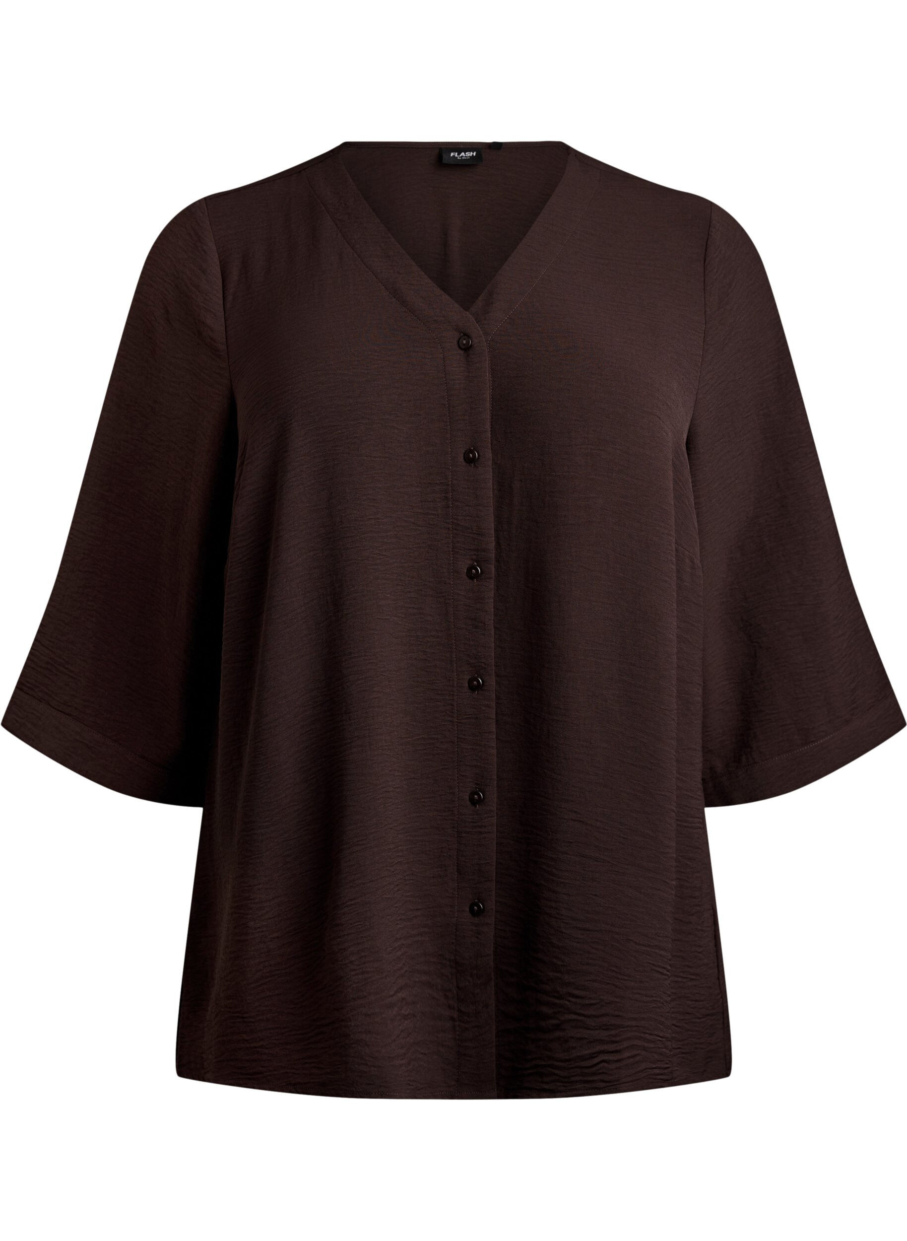 Bluse mit V-Ausschnitt und 3/4-&Auml;rmeln
