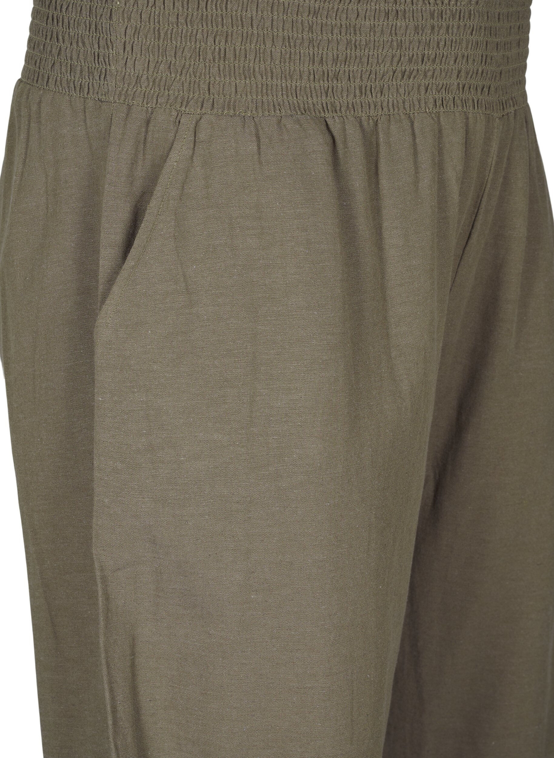 Zizzi Smockhose mit Leinen, Gr&uuml;n, Packshot image number 2