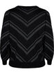 Pull tricoté avec un col rond et des reflets brillants, Black w.S.L.Stripes, Packshot image number 1