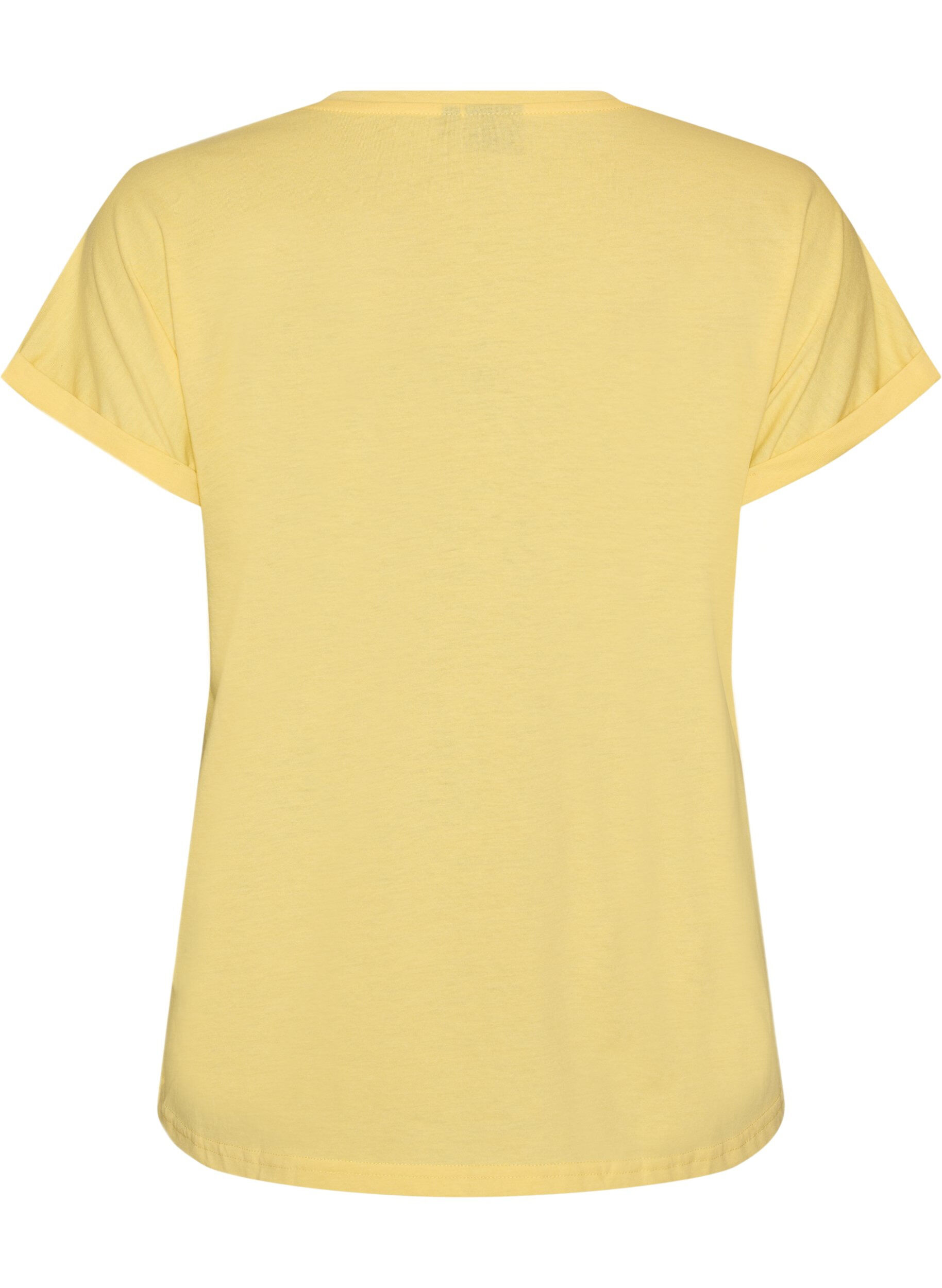 ZizziT-shirt &agrave; manches courtes en coton m&eacute;lang&eacute;, Jaune clair, Packshot image number 1