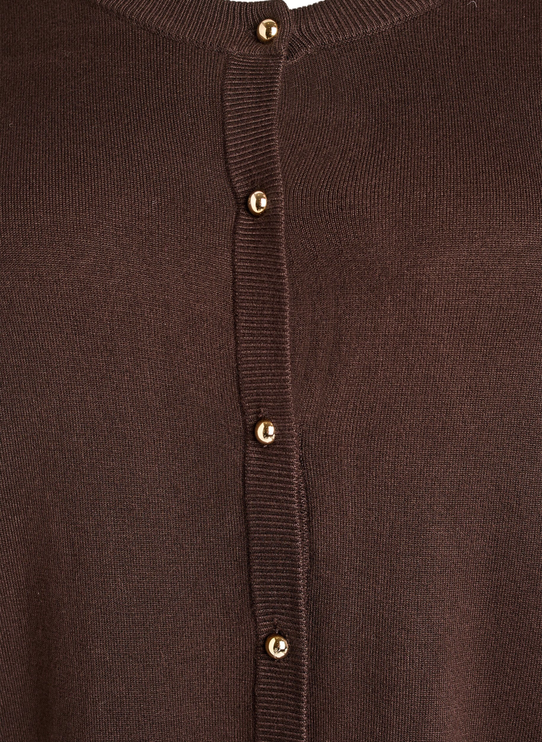 Zizzi Cardigan en maille fine avec boutons boule, Marron, Packshot image number 2