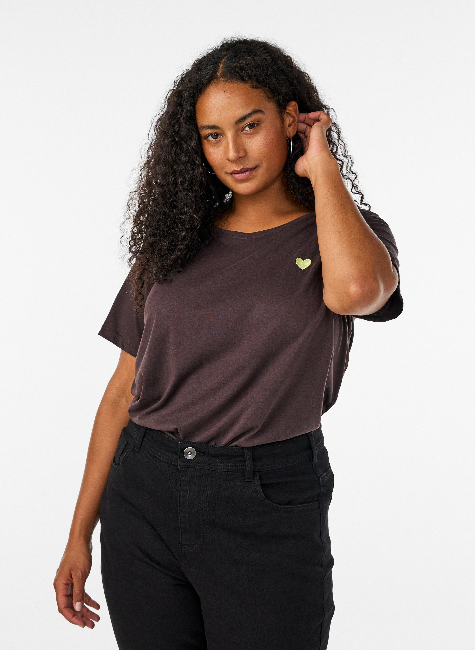 T-shirt imprim&eacute;, Marron, Model