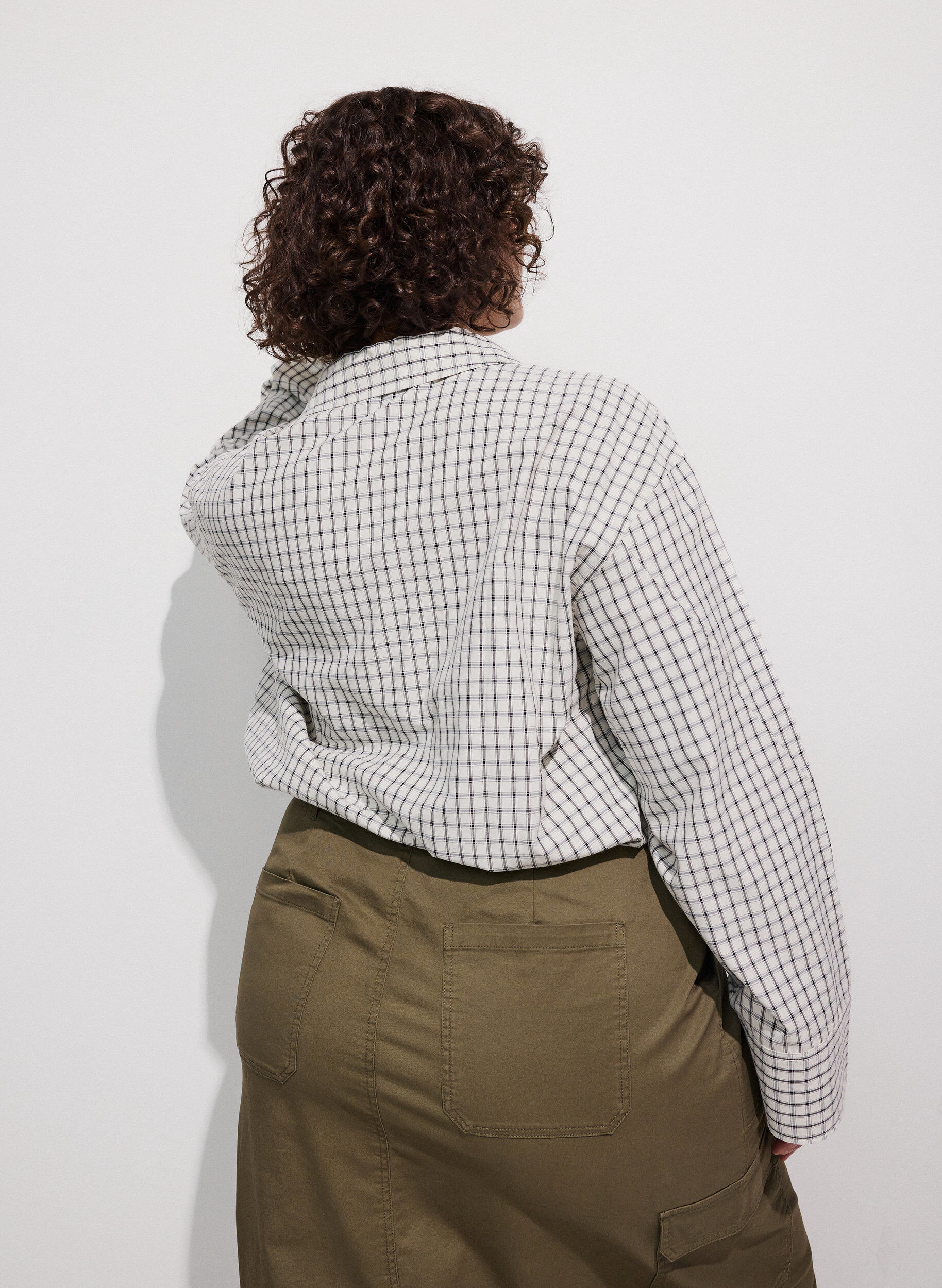 ZizziKariertes Hemd mit Brusttasche, Wei&szlig;, Model image number 2