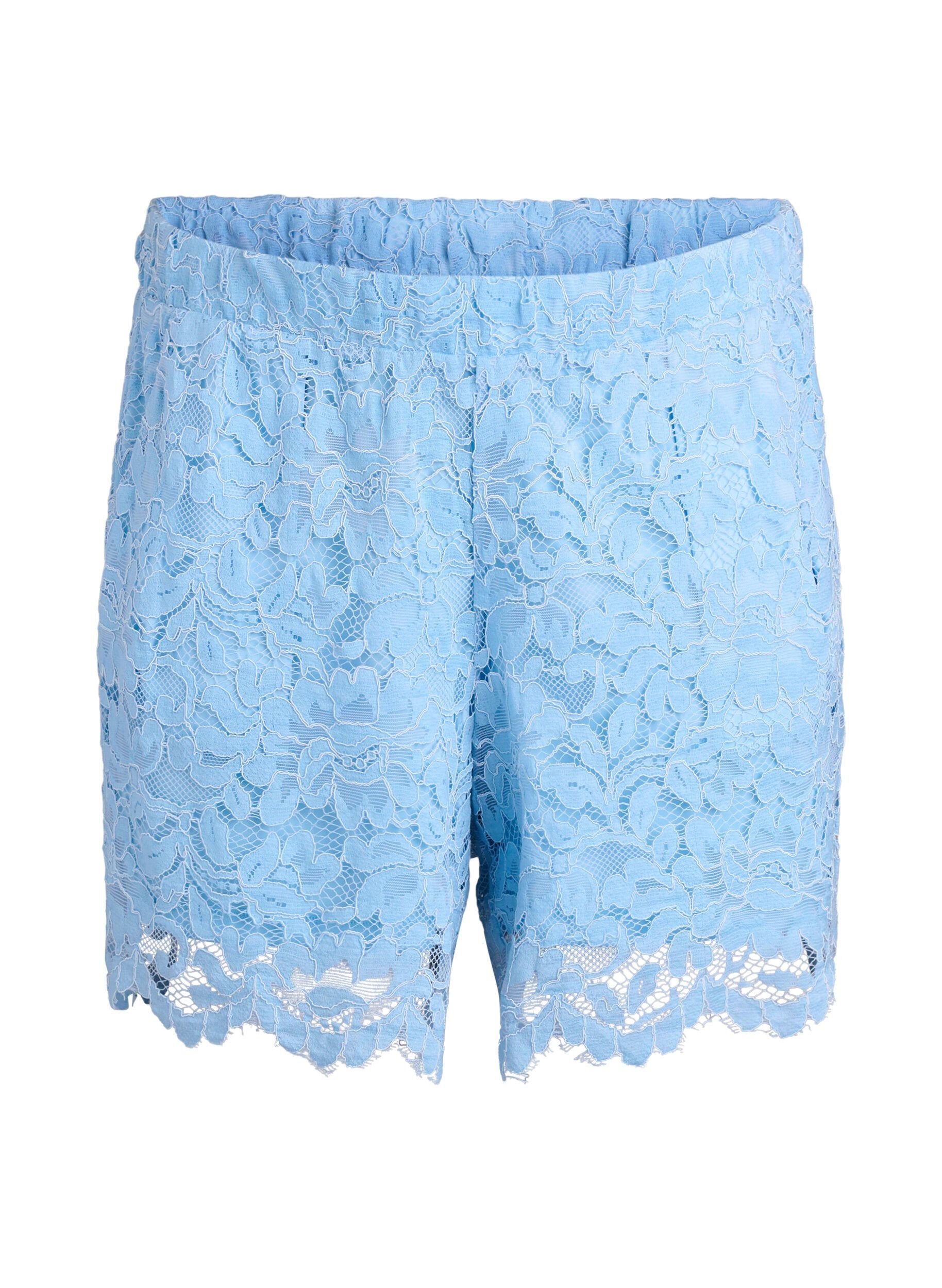 Shorts aus Spitze mit hoher Taille und Taschen