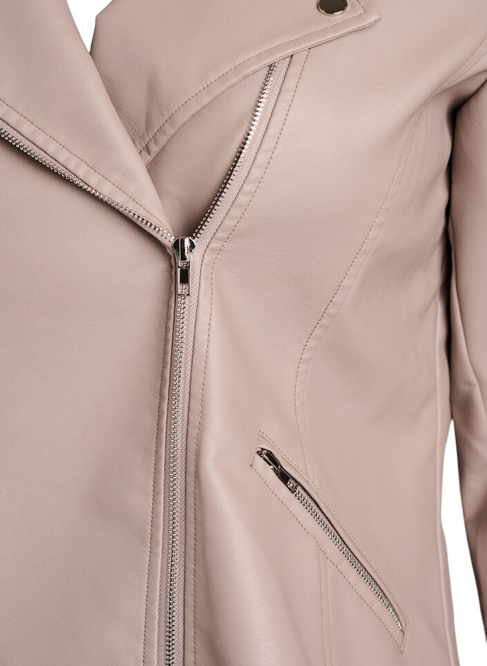 Bikerjacke aus Kunstleder, Beige, Packshot image number 2