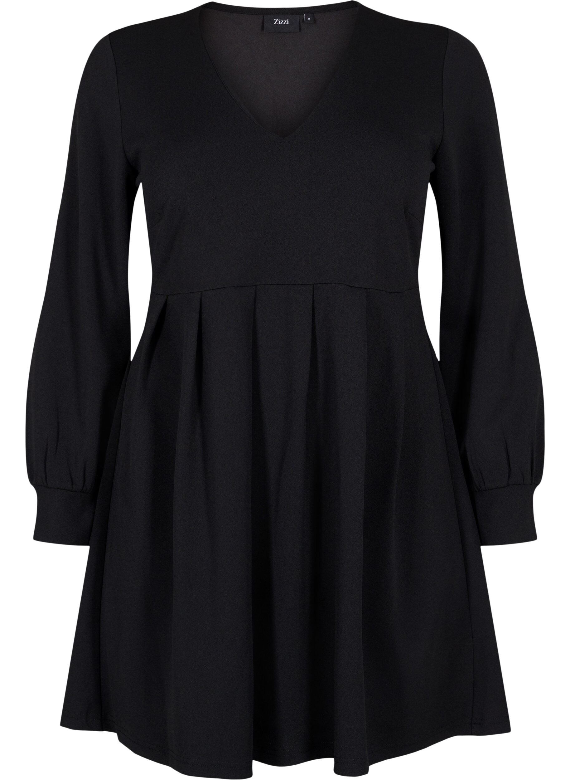 Zizzi A-Linien Kleid mit V-Ausschnitt, Black, Packshot image number 0