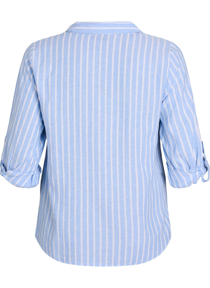 Bluse aus Leinen und Viskose mit 3/4-&Auml;rmeln, Blau, Packshot image number 1