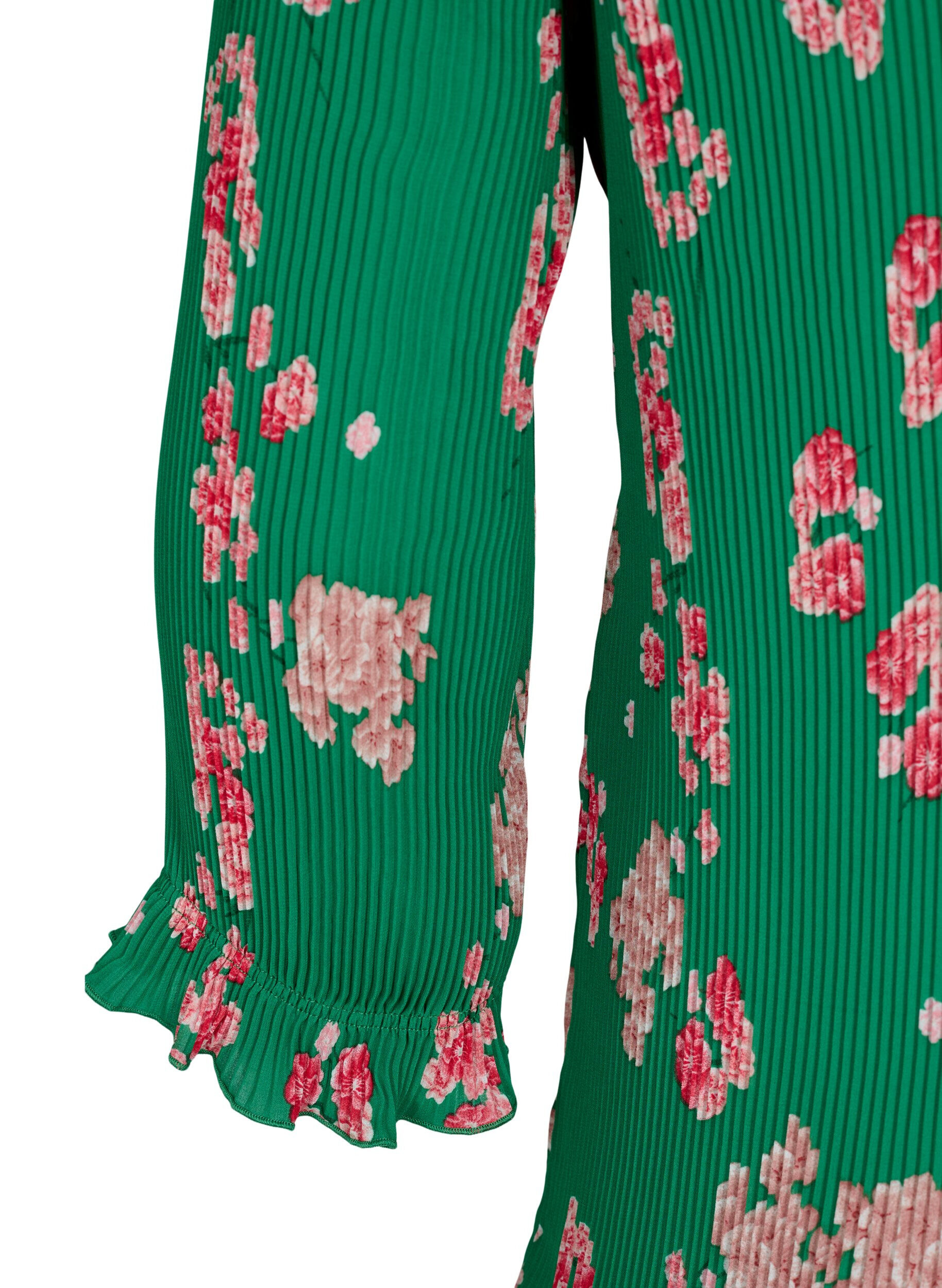 Zizzi Plissierte Bluse mit 3/4-&Auml;rmeln, Jolly Green Flower, Packshot image number 3