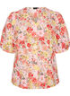 Blouse florale avec broderie ajour&eacute;e et col V, Rose, Packshot image number 0