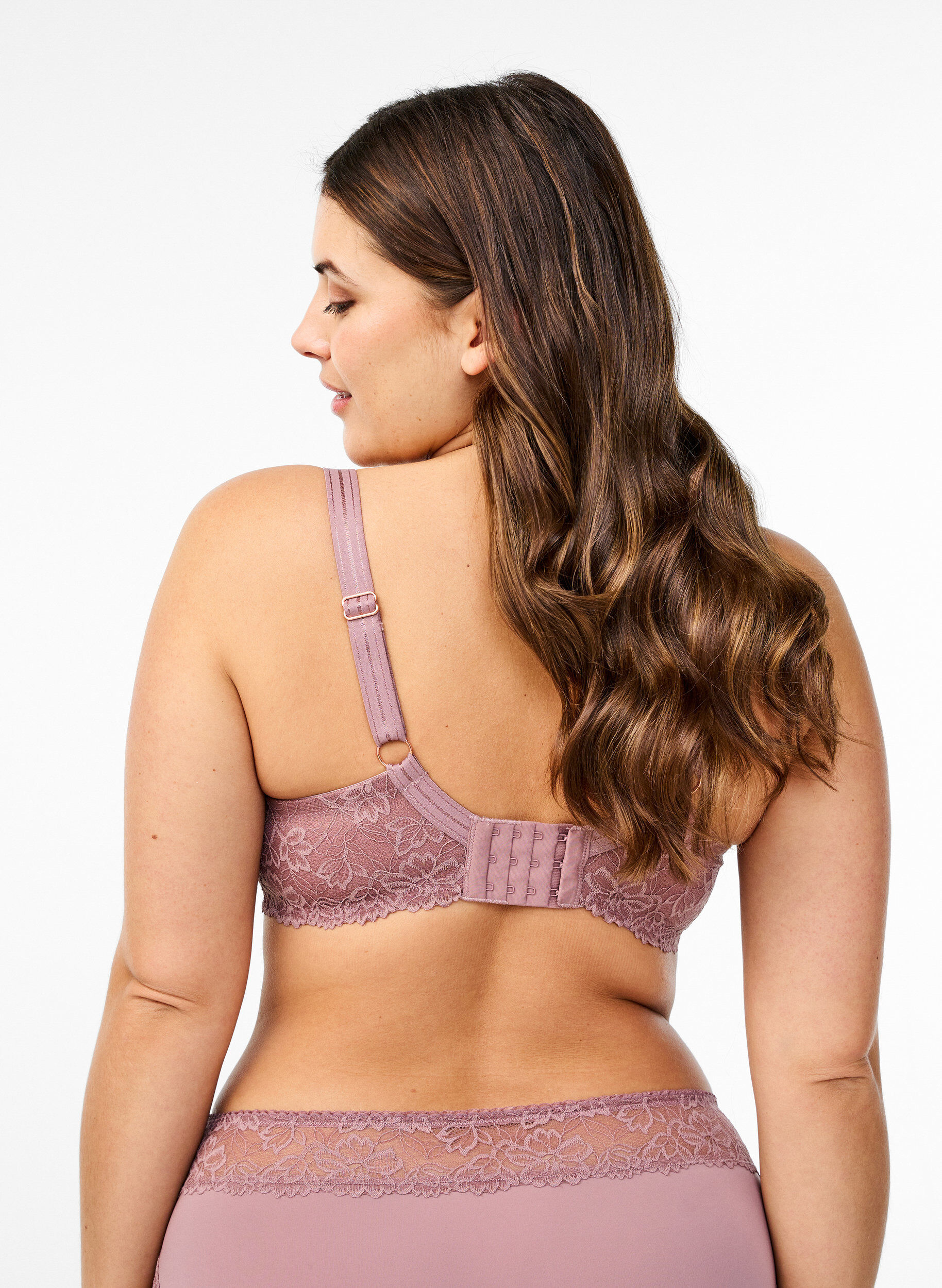 Zizzi Vollkommen bedeckender BH aus Mesh mit Spitze, Rot, Model image number 1