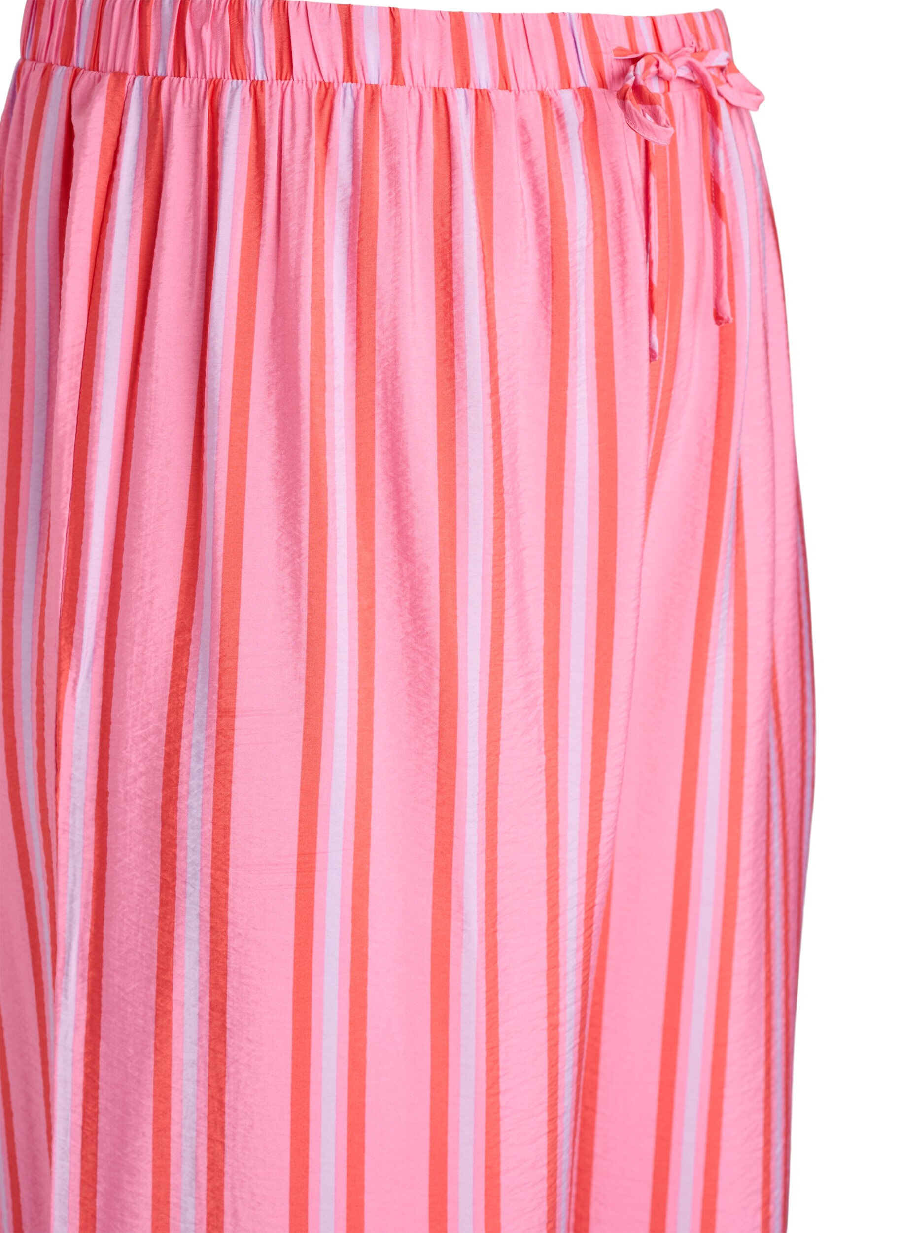 ZizziGestreifte Hose mit hoher Taille und weiten Beinen, Pink, Packshot image number 2