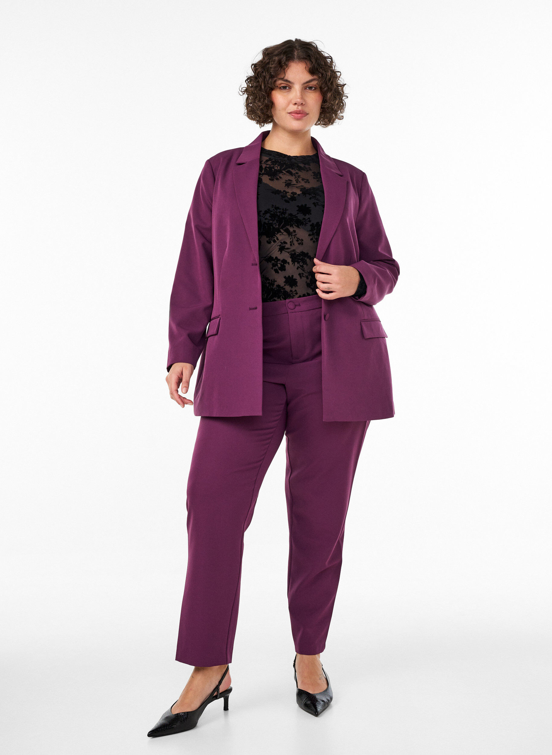 ZizziBlazer classique avec fermeture boutonn&eacute;e, Violet, Model image number 1